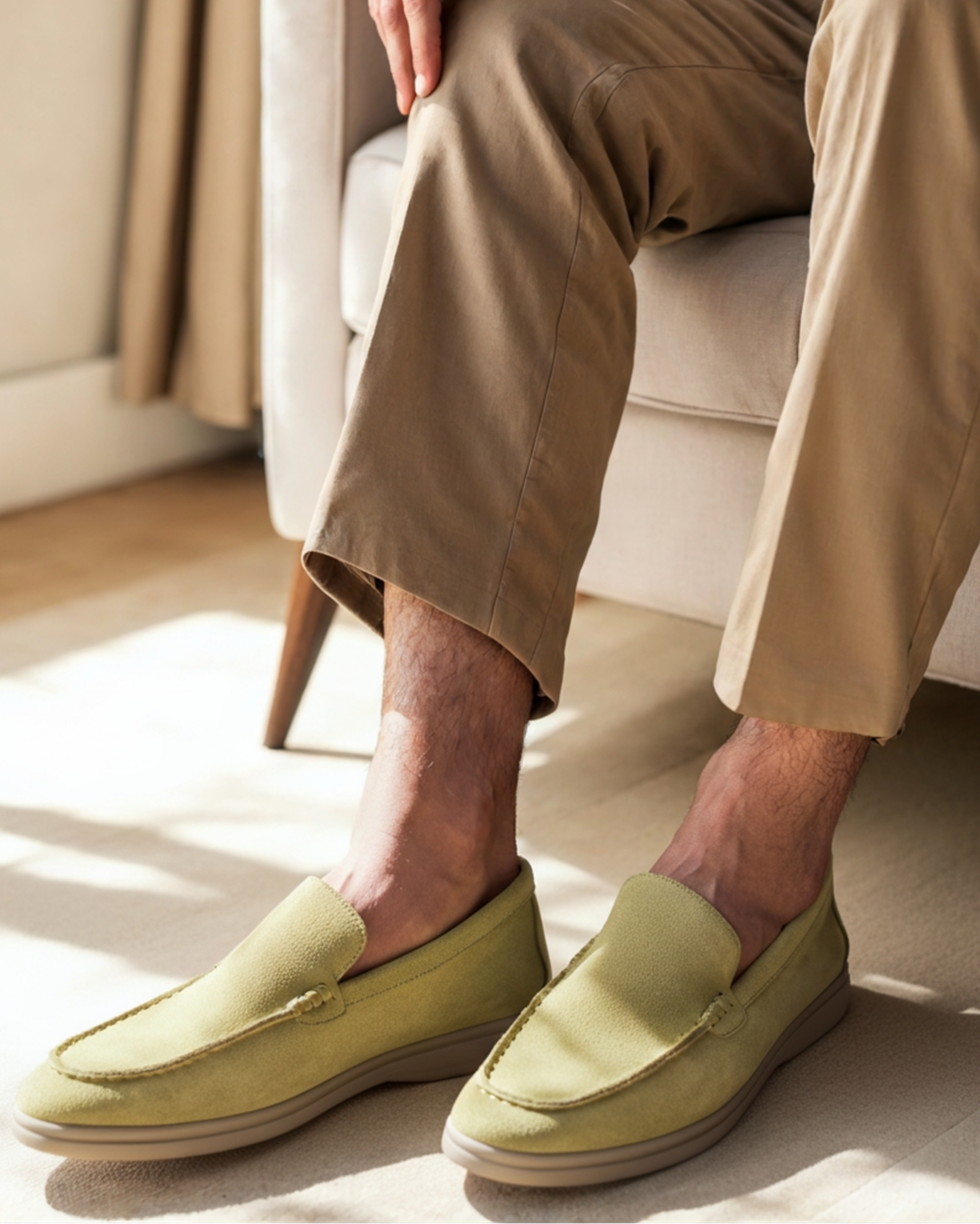 Loafer Suede Slip On Moccasin Toe Braided Vamp