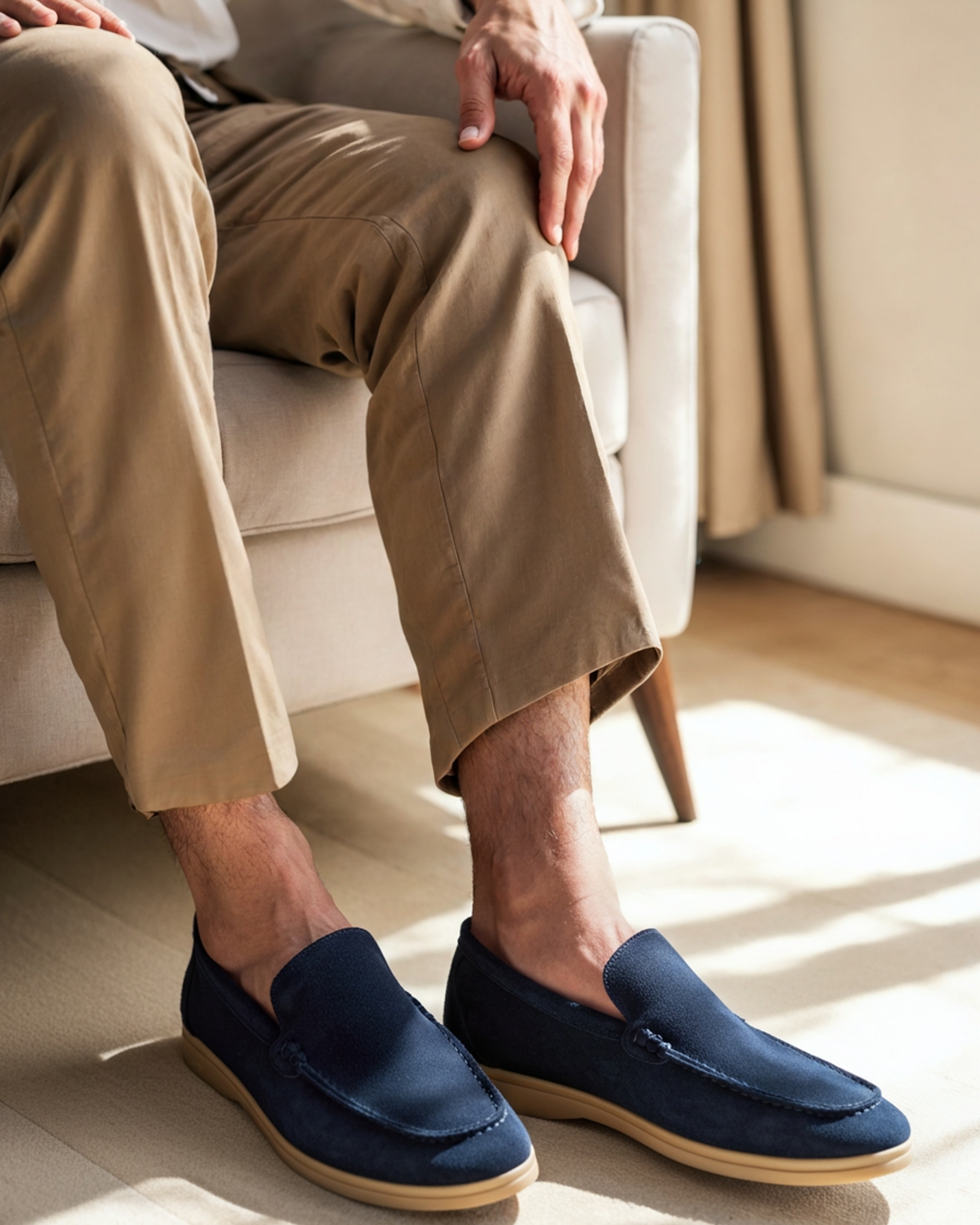 Loafer Suede Slip On Moccasin Toe Braided Vamp
