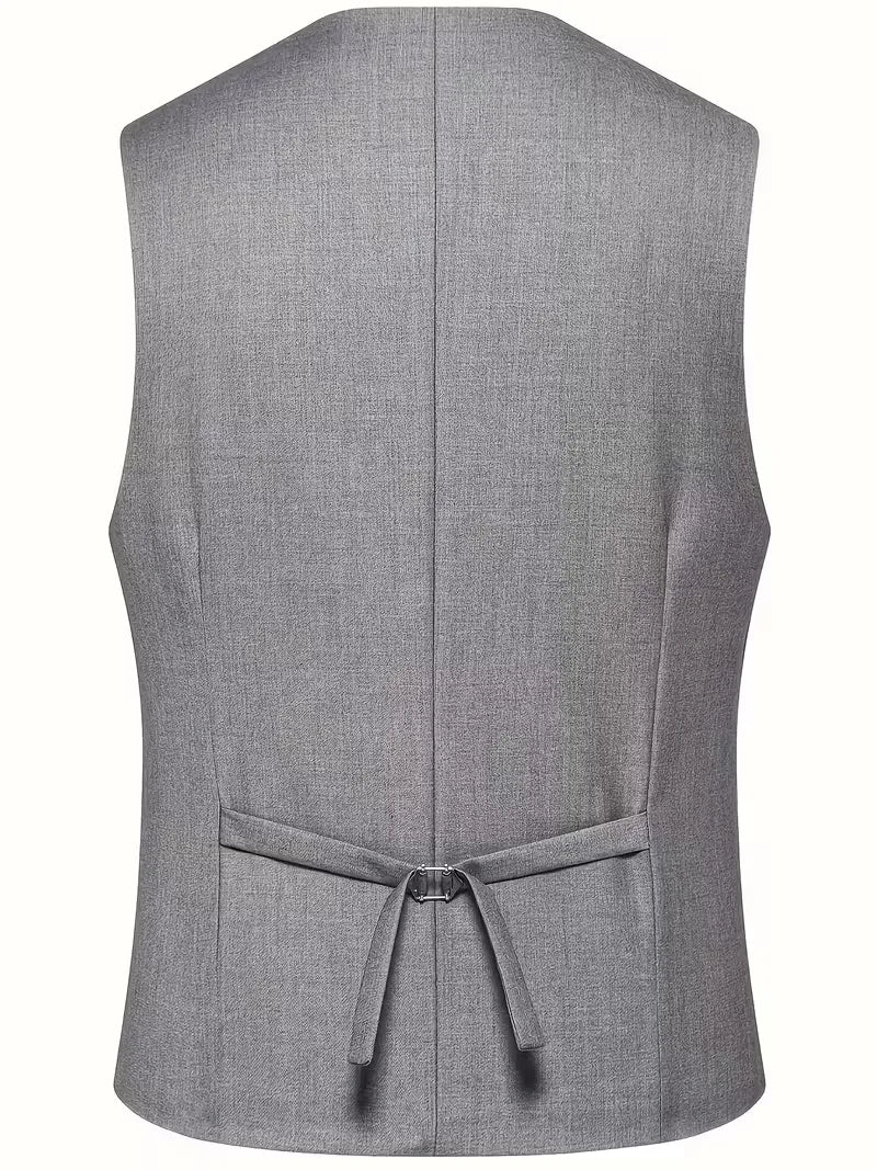 Three Piece Suit Set Men Woven Fabric Slim Fit Double Breasted Waistcoat Formal