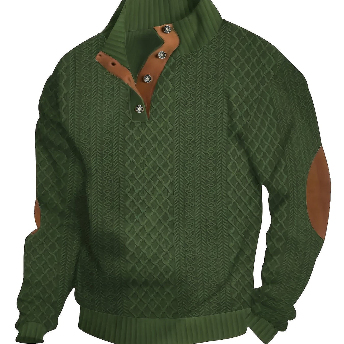 Men's Stand-Collar Button-Neck Textured Jumper photo 2