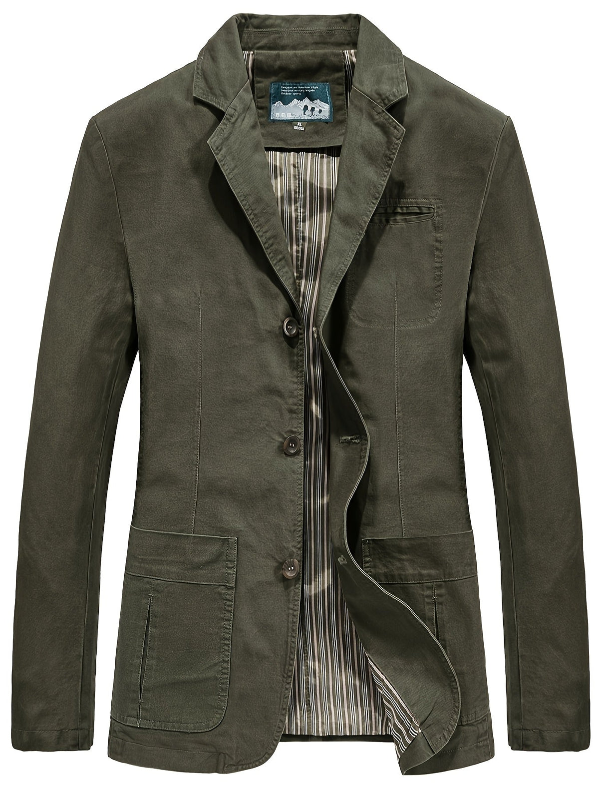 Men's Unstructured Cotton Blazer Notch Lapel Casual Workwear Jacket