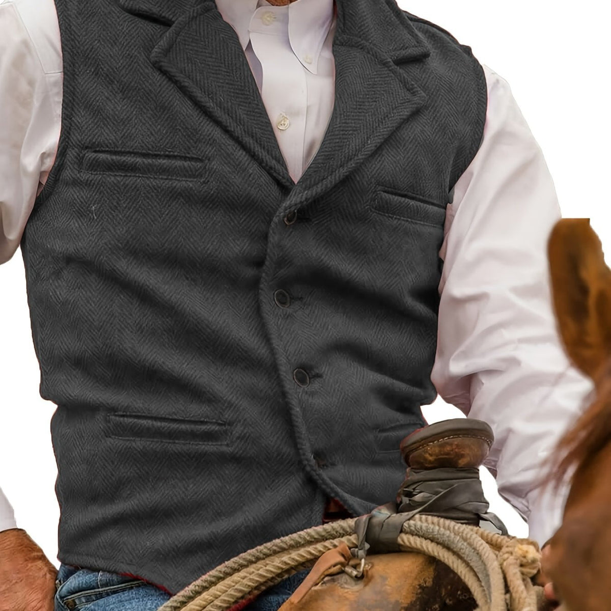 Men's Herringbone Notch-Lapel Waistcoat photo 3