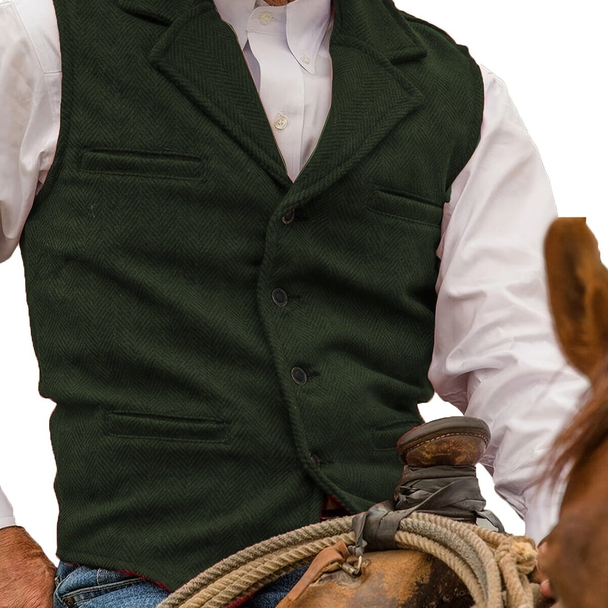 Men's Herringbone Notch-Lapel Waistcoat photo 8