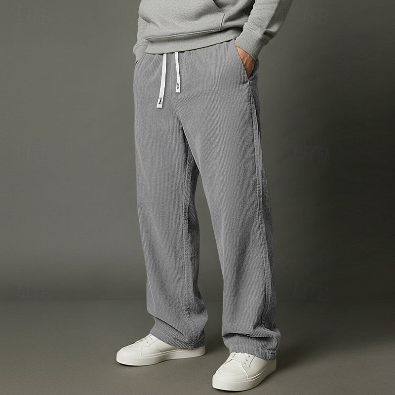 Men’s Relaxed Fit Trousers with Drawstring Elastic Waist