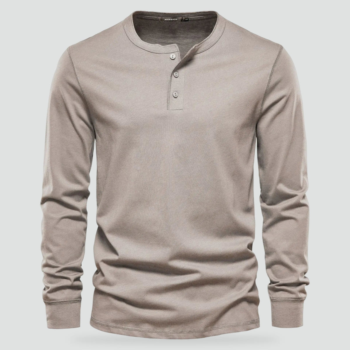 Men's Long Sleeve Henley Sweater with Contrast Collar