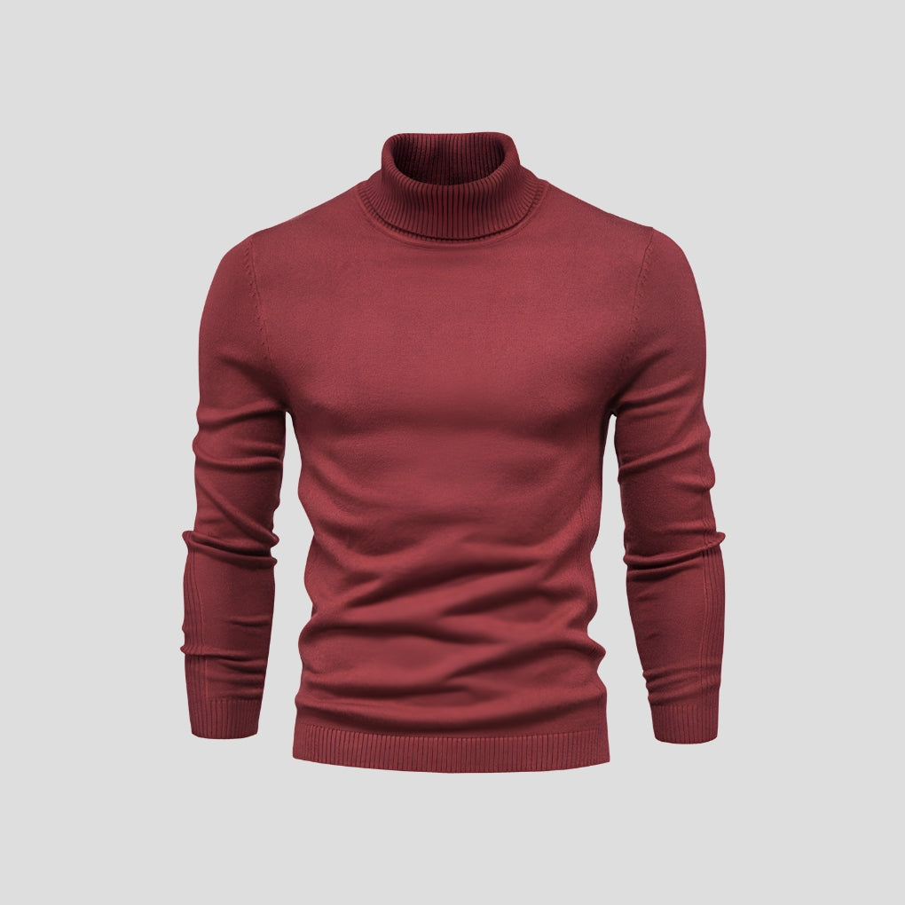 Men's Ribbed Roll Neck Jumper Slim Fit Long Sleeve Knitted Top
