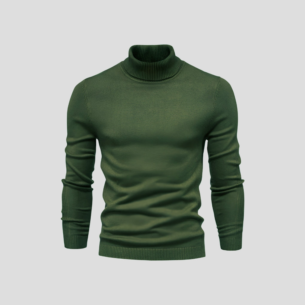 Men's Ribbed Roll Neck Jumper Slim Fit Long Sleeve Knitted Top