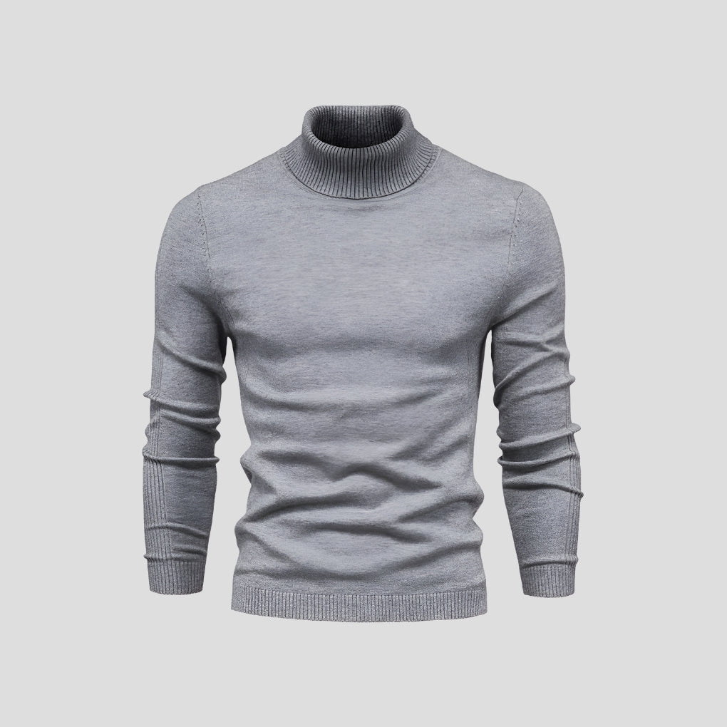 Men's Ribbed Roll Neck Jumper Slim Fit Long Sleeve Knitted Top