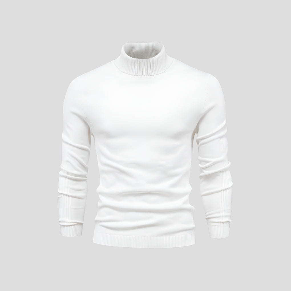Men's Ribbed Roll Neck Jumper Slim Fit Long Sleeve Knitted Top