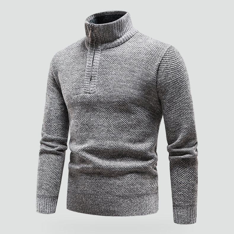Men's Half Zip Knitted Jumper Regular Fit with Textured Pattern