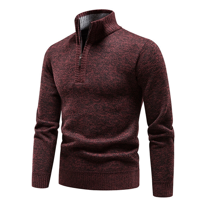Men's Half Zip Knitted Jumper Regular Fit with Textured Pattern