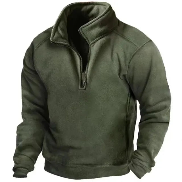 Men's Half Zip Pullover with Stand Collar and Pockets