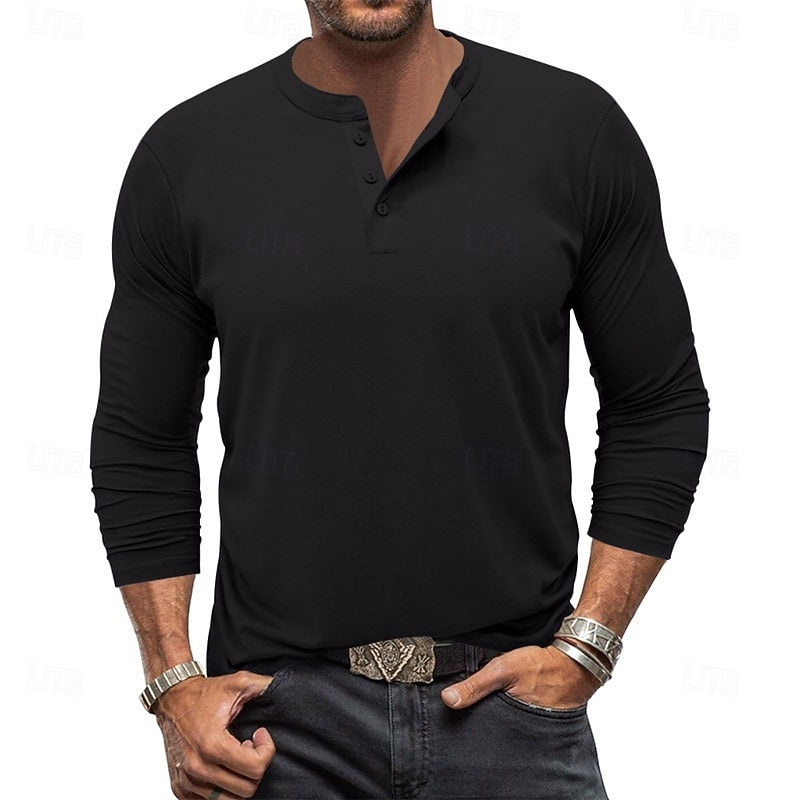 Men's Classic Long-Sleeve Henley Top original product view 3