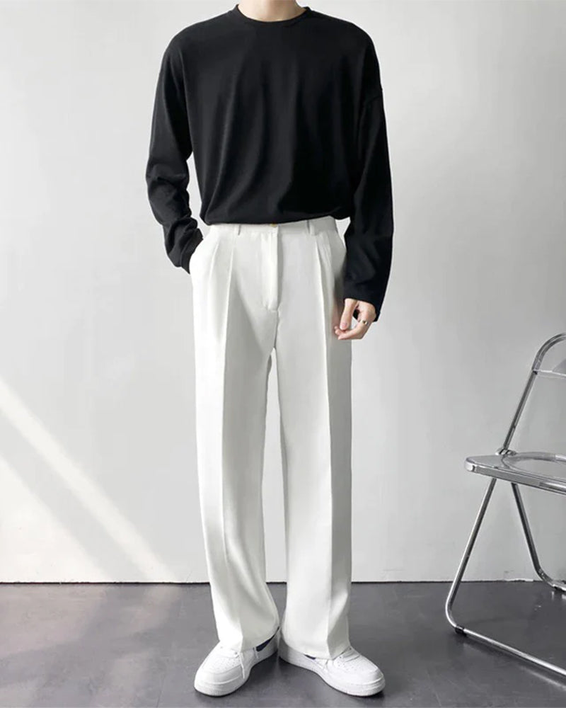 Trousers Cotton Wide Fit Relaxed Tailoring