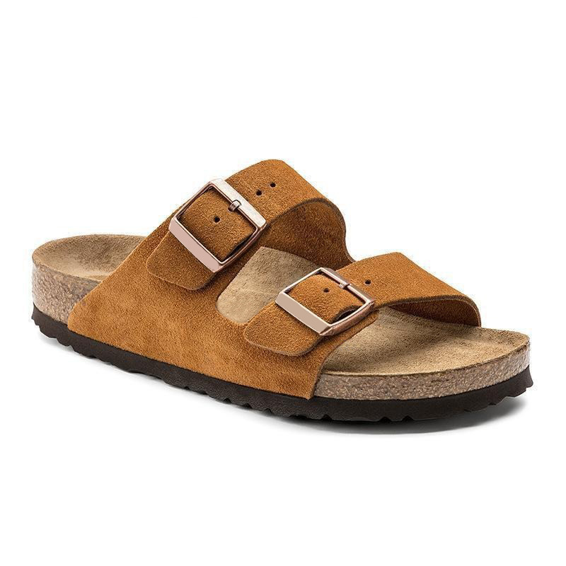 Men's Sandal Leather Cork Footbed Adjustable Buckle