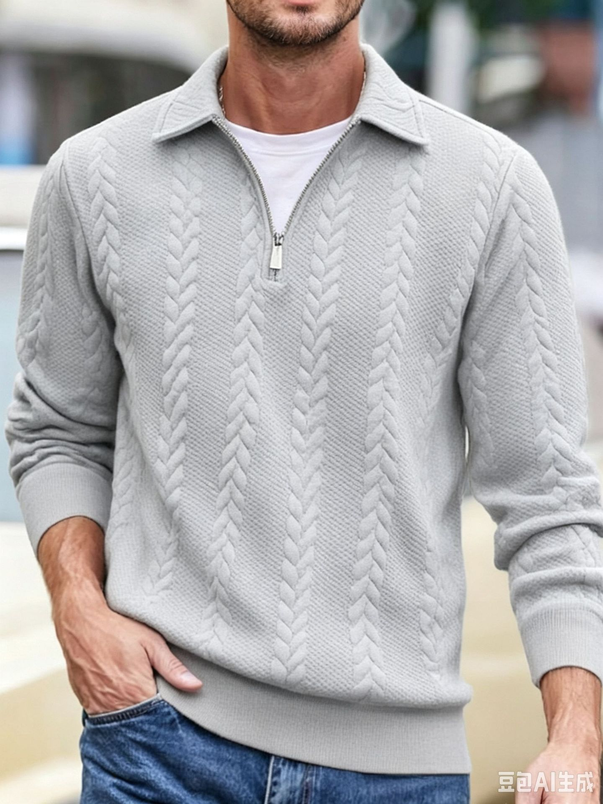 Men's Cable Knit Quarter Zip Jumper