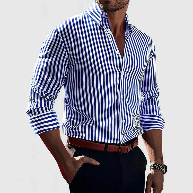 Shirt Striped Slim Fit Button Down Tab Collar