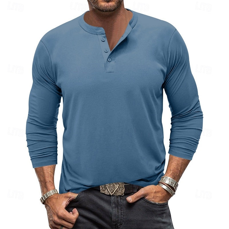 Men's Classic Long-Sleeve Henley Top original product view 5