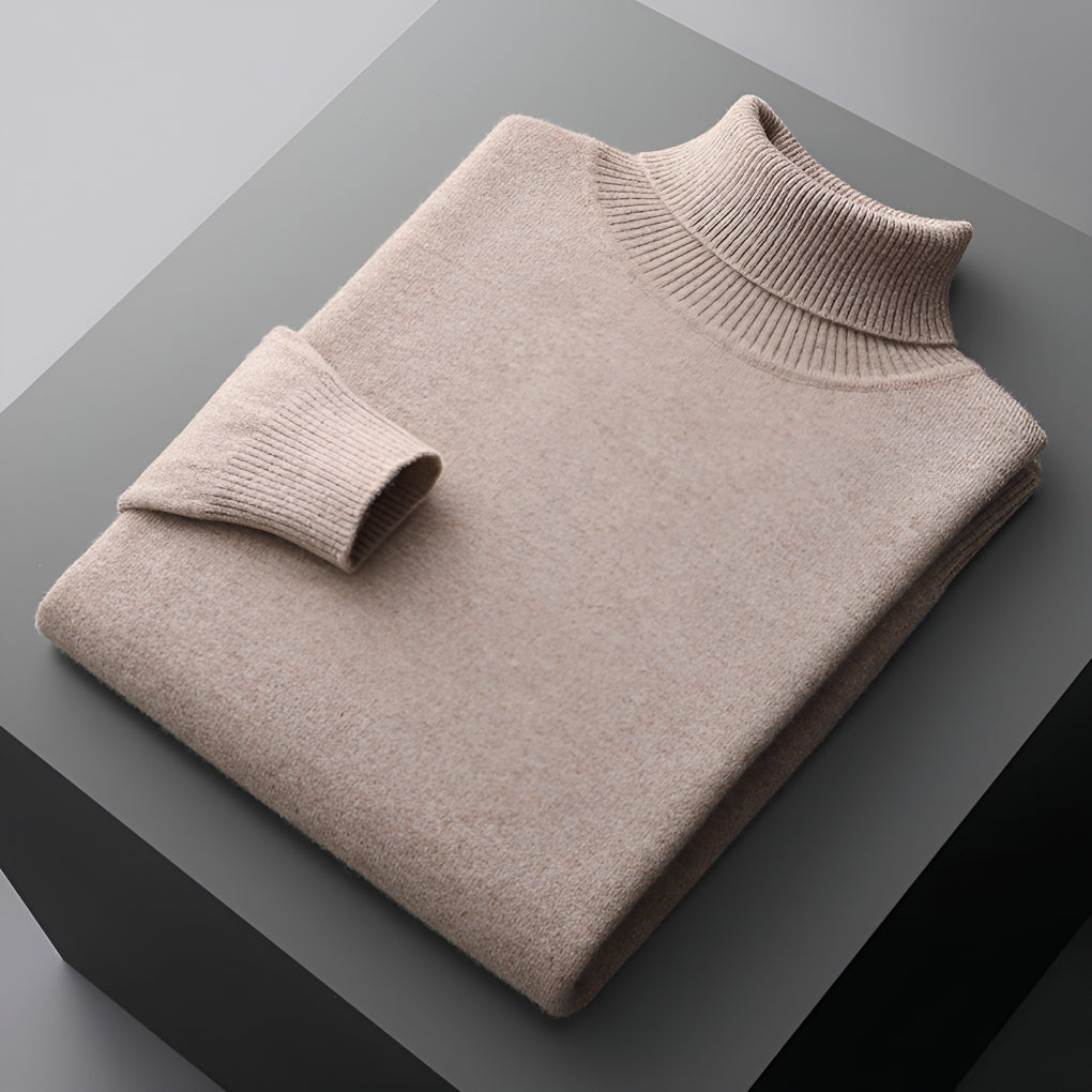 Men's Roll Neck Jumper Regular Fit with Ribbed Cuffs