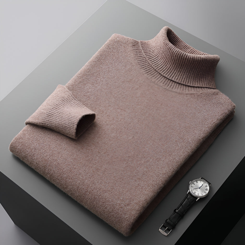 Men's Roll Neck Jumper Regular Fit with Ribbed Cuffs