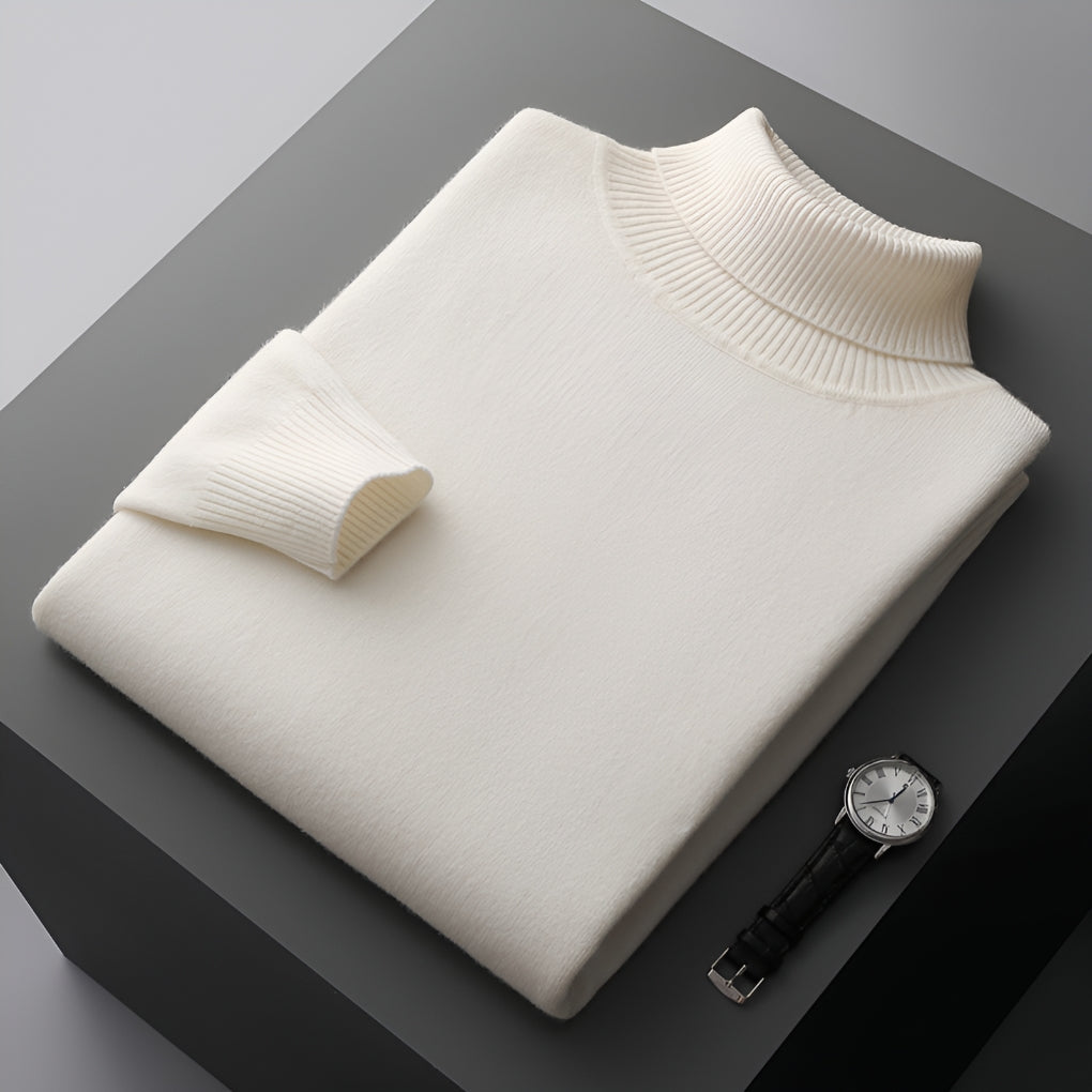 Men's Roll Neck Jumper Regular Fit with Ribbed Cuffs