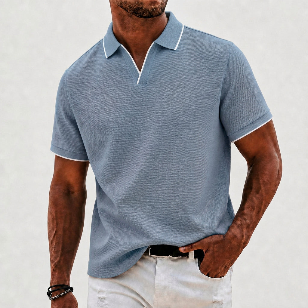 Men's Knit Polo Contrast Collar Short Sleeve Casual Wear