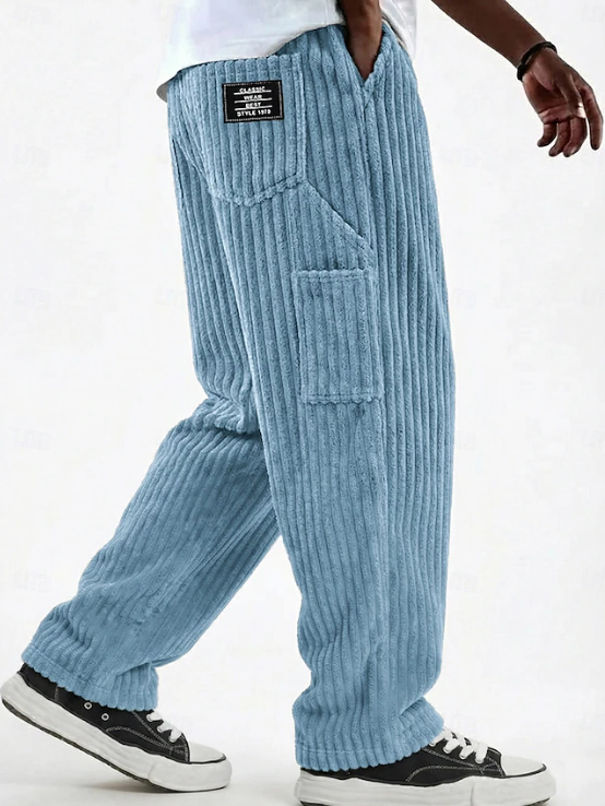 Desmond men's corduroy-style trousers - Blue Pocket