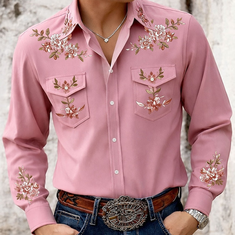 Winston men's western embroidered shirt - Pink