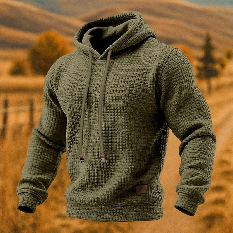 Men's Textured Pullover Drawstring Hoodie original photo 1