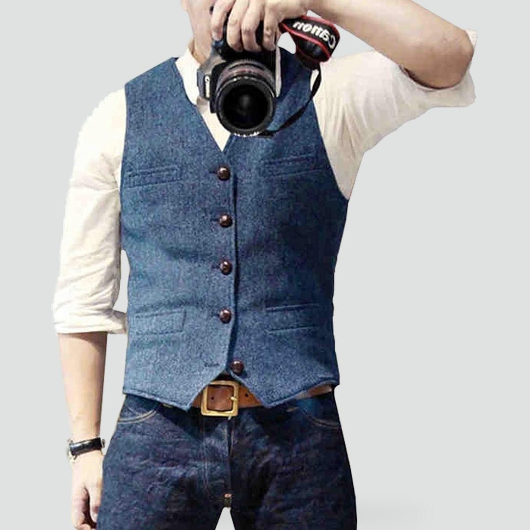 Men's Waistcoat Slim Fit Button Front with Adjustable Back Strap