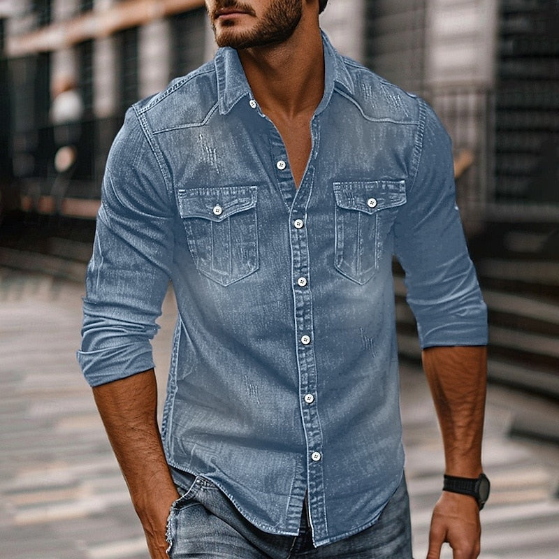 Men's rugged button-up shirt source view 2