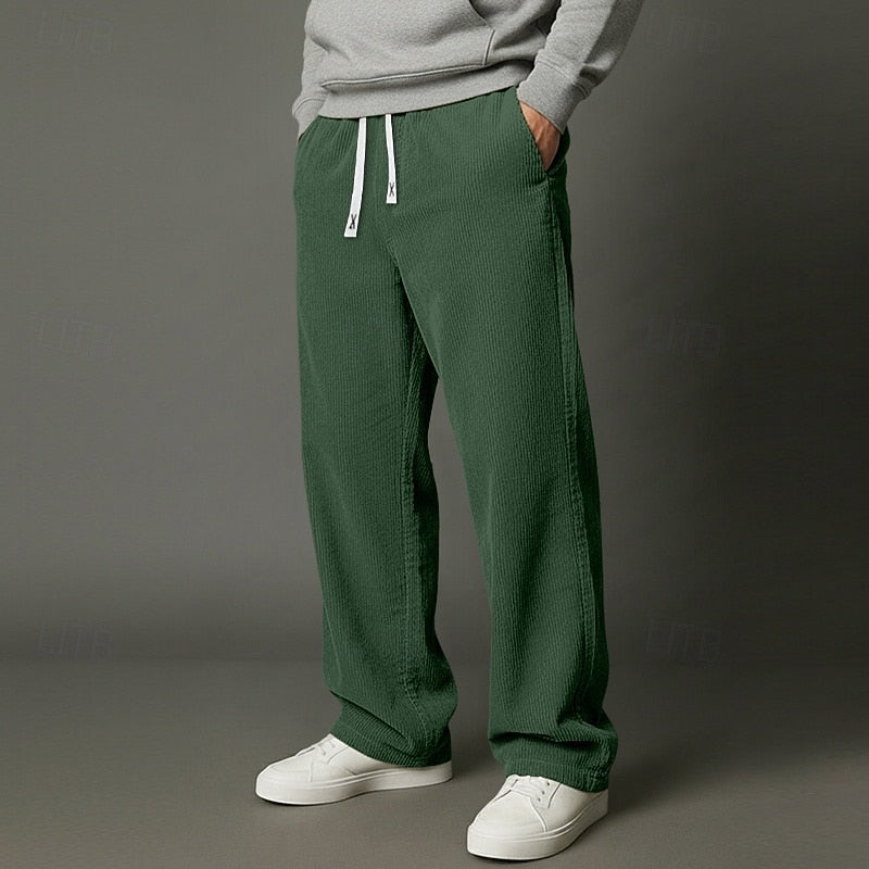 Men’s Relaxed Fit Trousers with Drawstring Elastic Waist