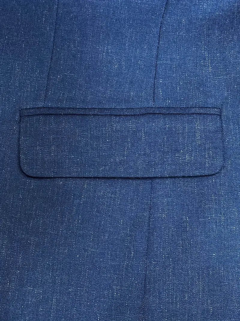 Suit Linen Blend Notch Lapel Slim Fit Two Piece