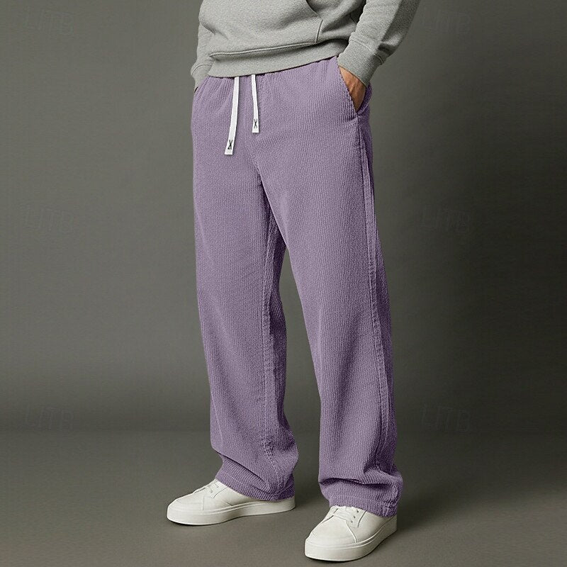 Men’s Relaxed Fit Trousers with Drawstring Elastic Waist