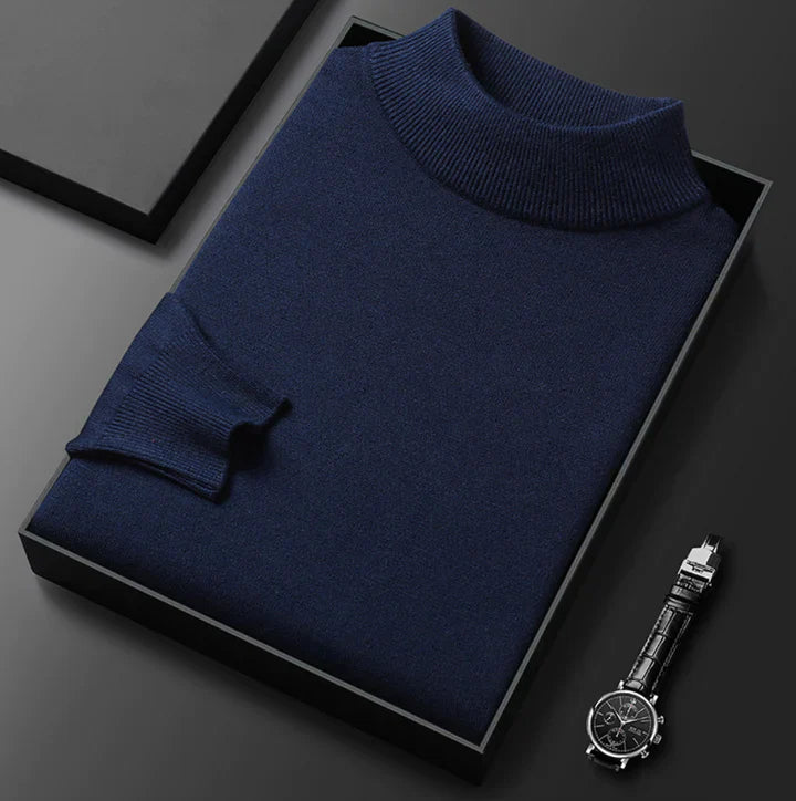 Men's Mock Neck Jumper Classic Fit with Ribbed Trims