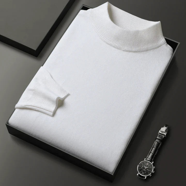 Men's Mock Neck Jumper Classic Fit with Ribbed Trims