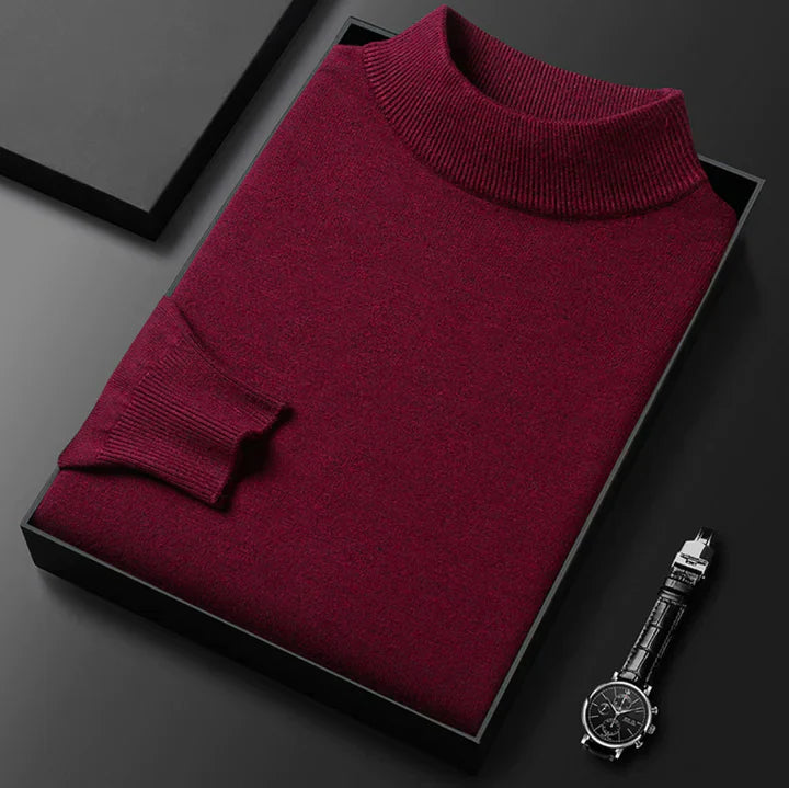 Men's Mock Neck Jumper Classic Fit with Ribbed Trims