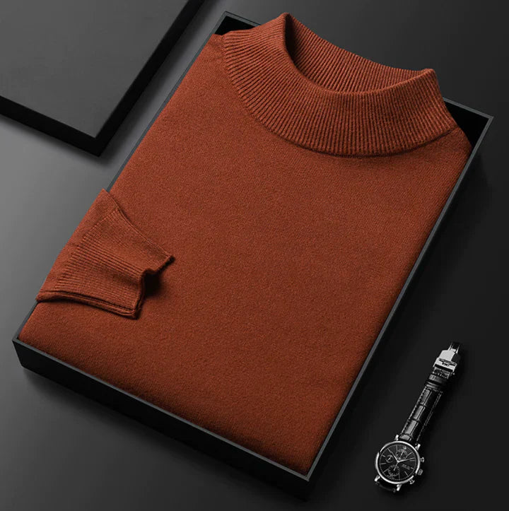 Men's Mock Neck Jumper Classic Fit with Ribbed Trims