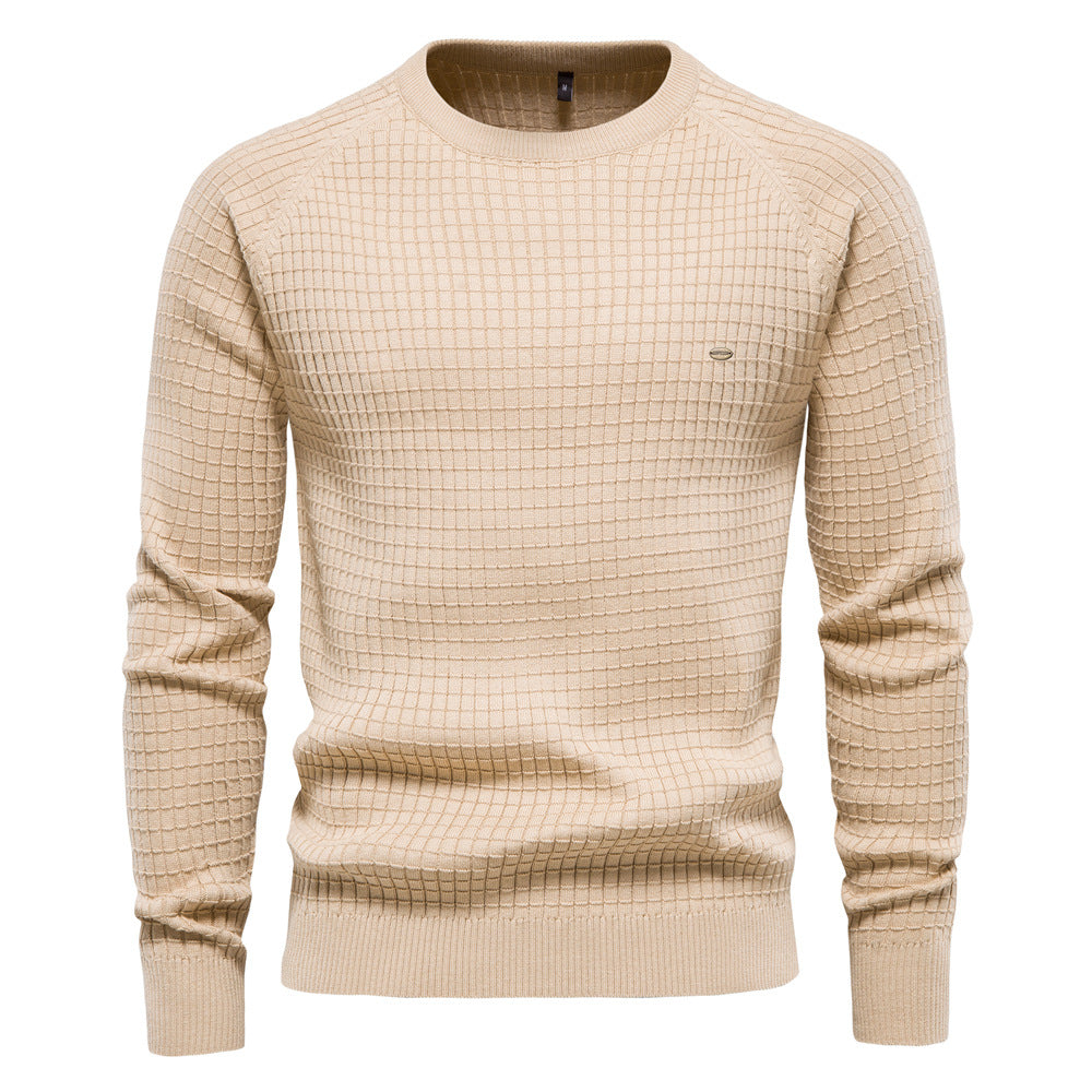 Men's Textured Crew Neck Jumper with Waffle-Style Knit
