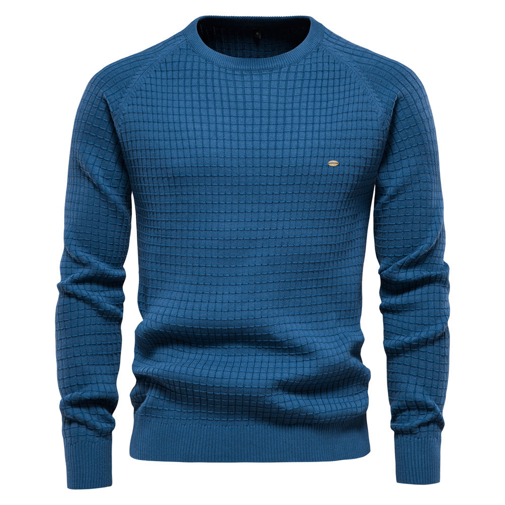 Men's Textured Crew Neck Jumper with Waffle-Style Knit
