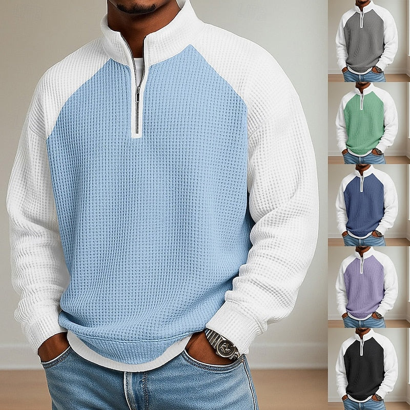 Men's Textured Stand-Collar Quarter-Zip Jumper original product view 7