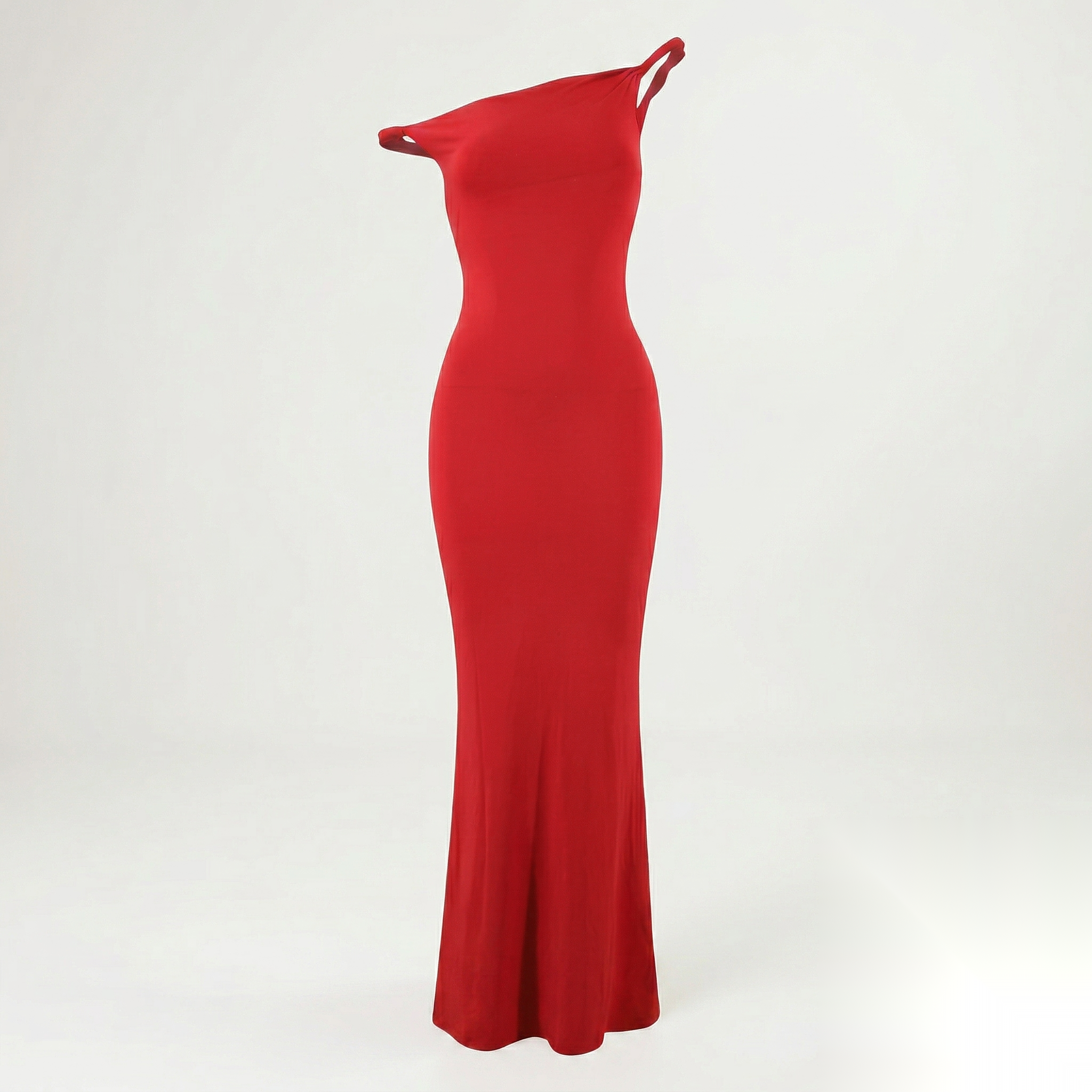 Women’s Elastic Strapless Maxi Dress with Neck Detail