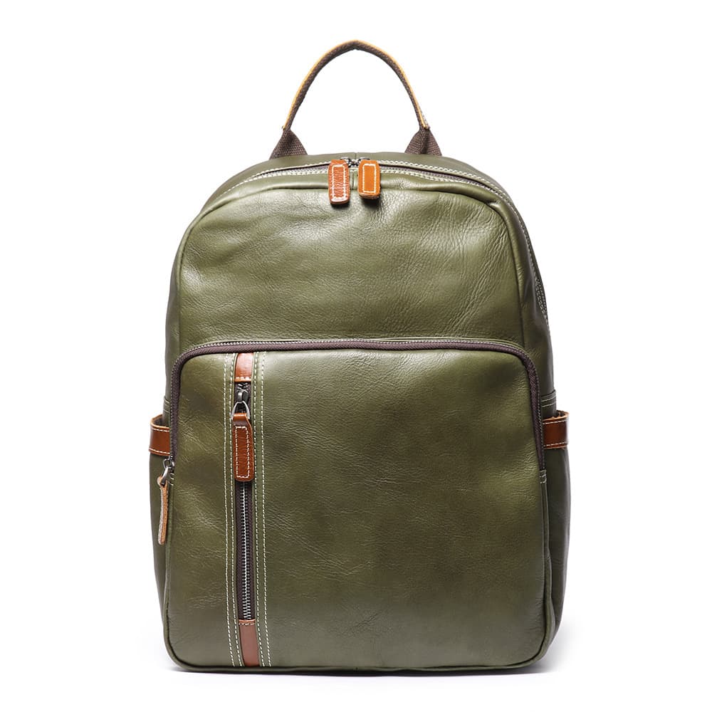 Men's Leather-Look Backpack with Laptop Compartment and Multiple Pockets