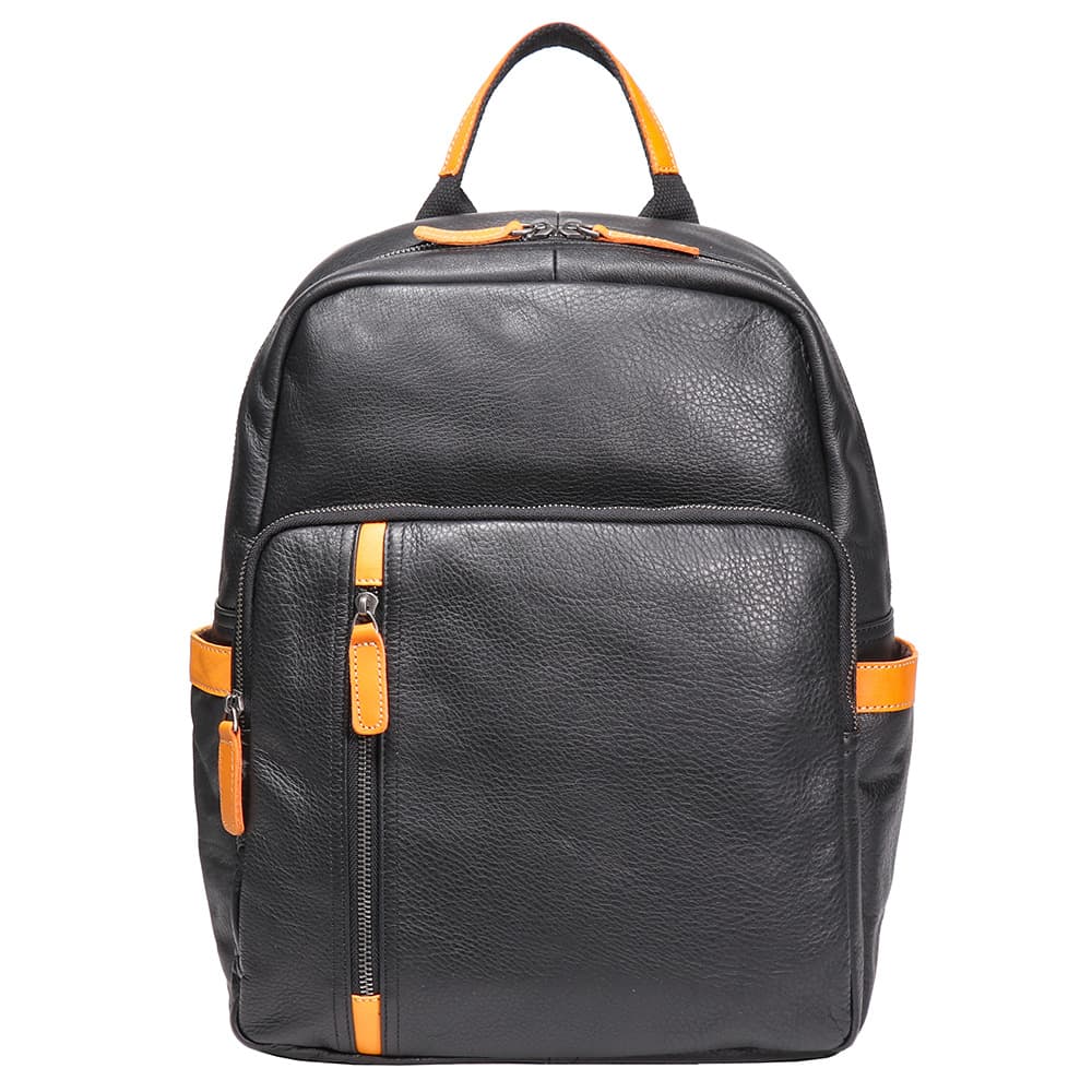 Men's Leather-Look Backpack with Laptop Compartment and Multiple Pockets