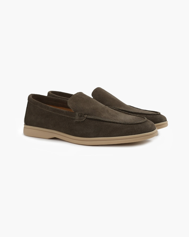 Loafer Suede Slip On Moccasin Toe Braided Vamp
