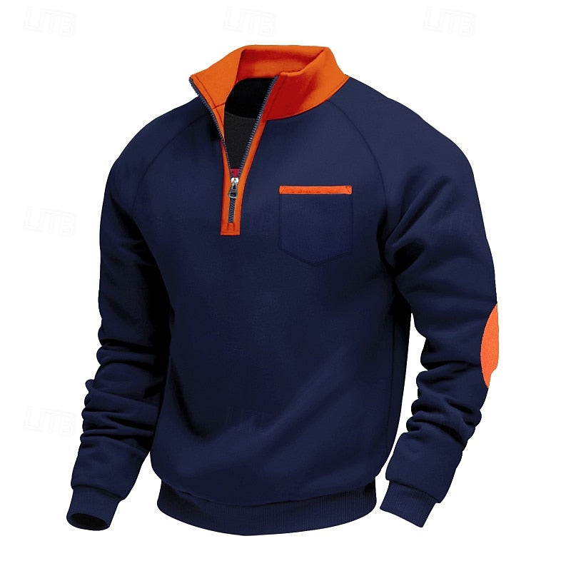 Men's Colour-Block Quarter-Zip Pullover original product view 1
