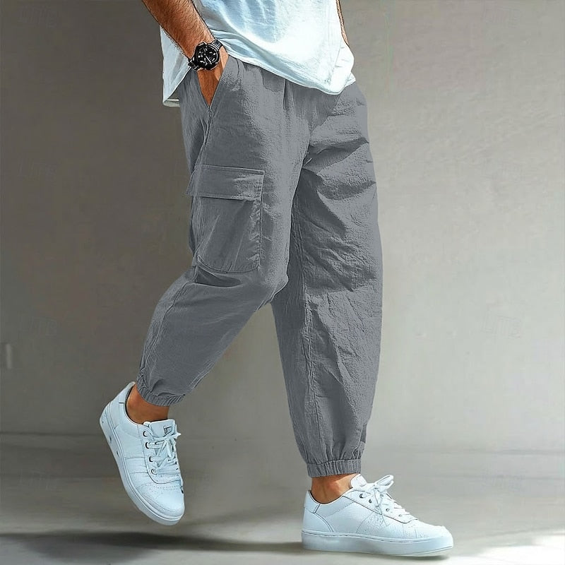 Men's Relaxed Drawstring Cargo Trousers original photo 5