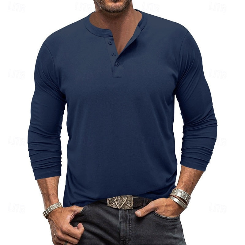 Men's Classic Long-Sleeve Henley Top original product view 6