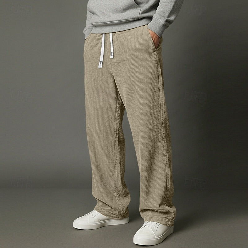 Men’s Relaxed Fit Trousers with Drawstring Elastic Waist