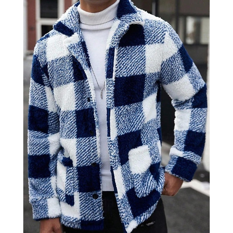 Men's check jacket, blue